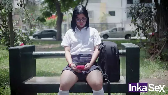 Shy 18-year-old college girl with a big booty skips class and gets caught by a stranger with a massive dick!