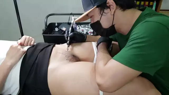 Japanese Tattoo Artist Fucks Client Girl with Creampie