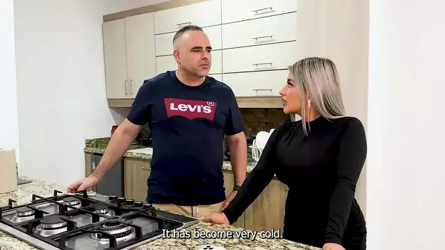 Threesome Alert! My Stepsibling and Step Dad in the Kitchen - Naty Delgado, Blaze Ranger, and Xavi