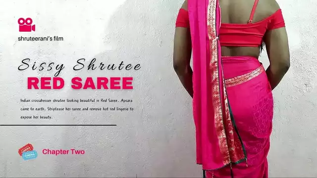 RED SAREE - INDIAN TRANS STRIPTEASE