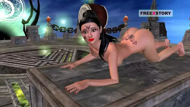 An animated cartoon porn video of an Indian Bhabhi giving sexy positions then masturbating with candle&period;