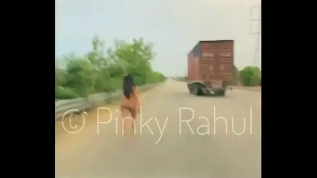 Pinky Naked dare on Indian Highways