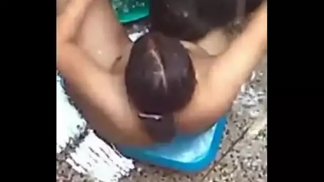 Indian Bathing outdoor nude