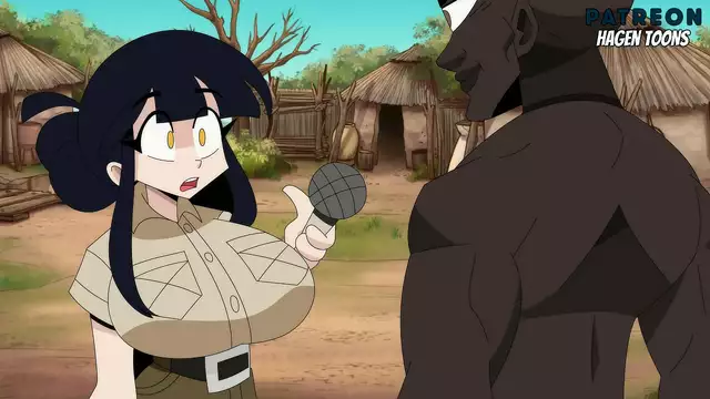 Japanese Beauty Audrey Surrounded by Big Dicks in Hagen Toons' Tribe