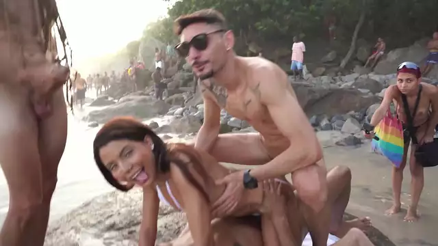 Bianca DANTAS's Public Fling ~ Huge Monster Cocks, ATM, 3on1 Anal Sex on Overflooded Beach