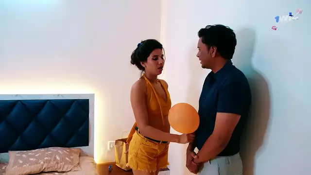 A horny sexy lady fucked hard by a delivery boy on her birthday