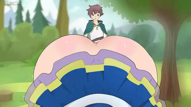 Unleash the Beauty ~ Aqua in a Short Skirt Seducing Kazuma in Hentai Cartoon Parody!