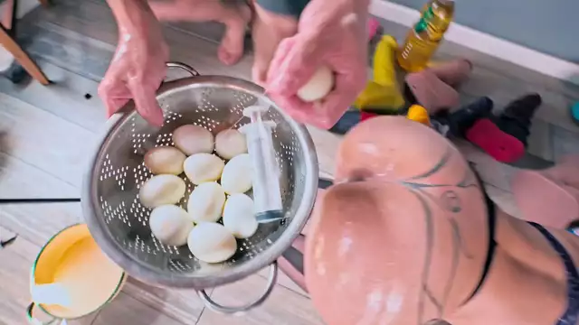 Japanese Beauty Fisted and Stuffed with 12 Eggs for Easter Bitch