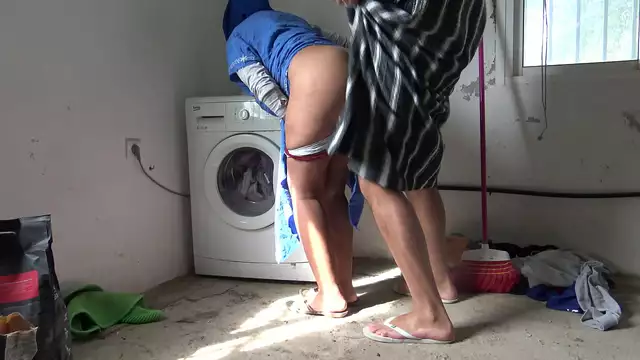 Japanese JAV Stream ~ Muslim Maid Gets Fucked Doggystyle During Laundry Time