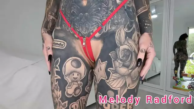 Get Ready to Sweat with Melody Radford's Black and Red Zipper Tiny Micro Bikini Haul!