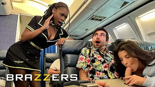 Hot 3-way with Flight Attendant Hazel Grace and LaSirena69 - BRAZZERS