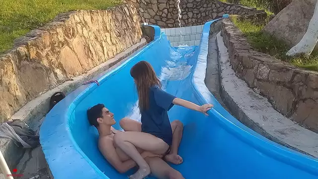 La Luscious Hermanastra Gets Stuck in the Slippery Pool Slide, and I Take Advantage to Fuck Her SAVAGLY