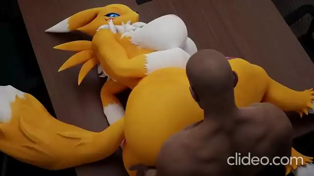 Experience luscious Renamon's steamy black daddy fetish in her office
