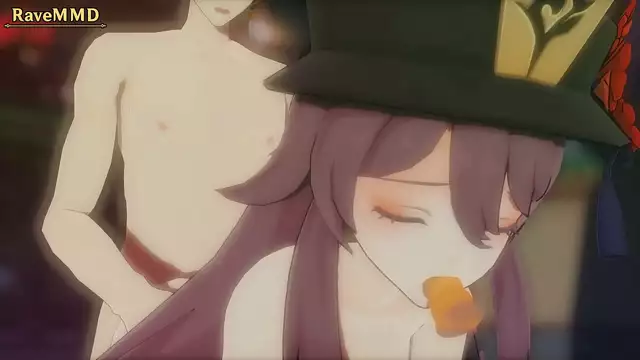 Hu Tao's Double Penetration - Two Flesh Rods Slamming into Her Tight Gap