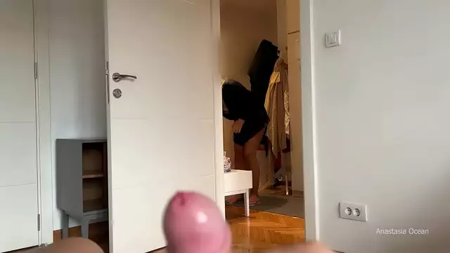 Caught in the Act! Husband Masturbates on My Stepmom - She Doesn't Even Notice!