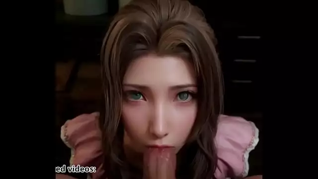Revel in the Seductive Allure of Aerith from Final Fantasy 7 with an Enchanting Deepthroat Blowjob