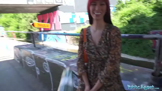 Sexy babe with a stunning bubble butt and wet pussy getting fucked in public