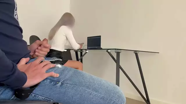 Jerking Off in Front of My Boss ~ A Horny Exhibitionist's Fantasy Come True
