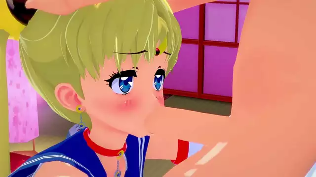 Sailor Moon's Horny Student Sucks Dick with Passion in 3D Hentai