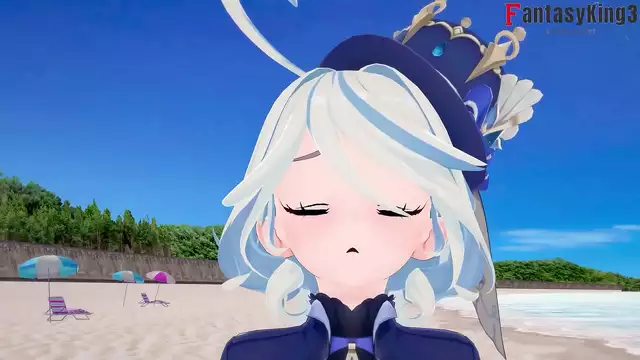 Enjoy Luscious Furina's Beachside Fuck Fest - Genshin Impact Reduced to the Max!