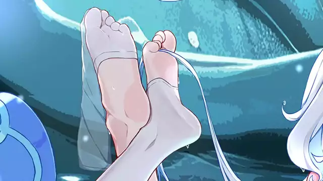 Japanese Goddess Furina Rules with Her Feet in Sensual Stroke Showdown